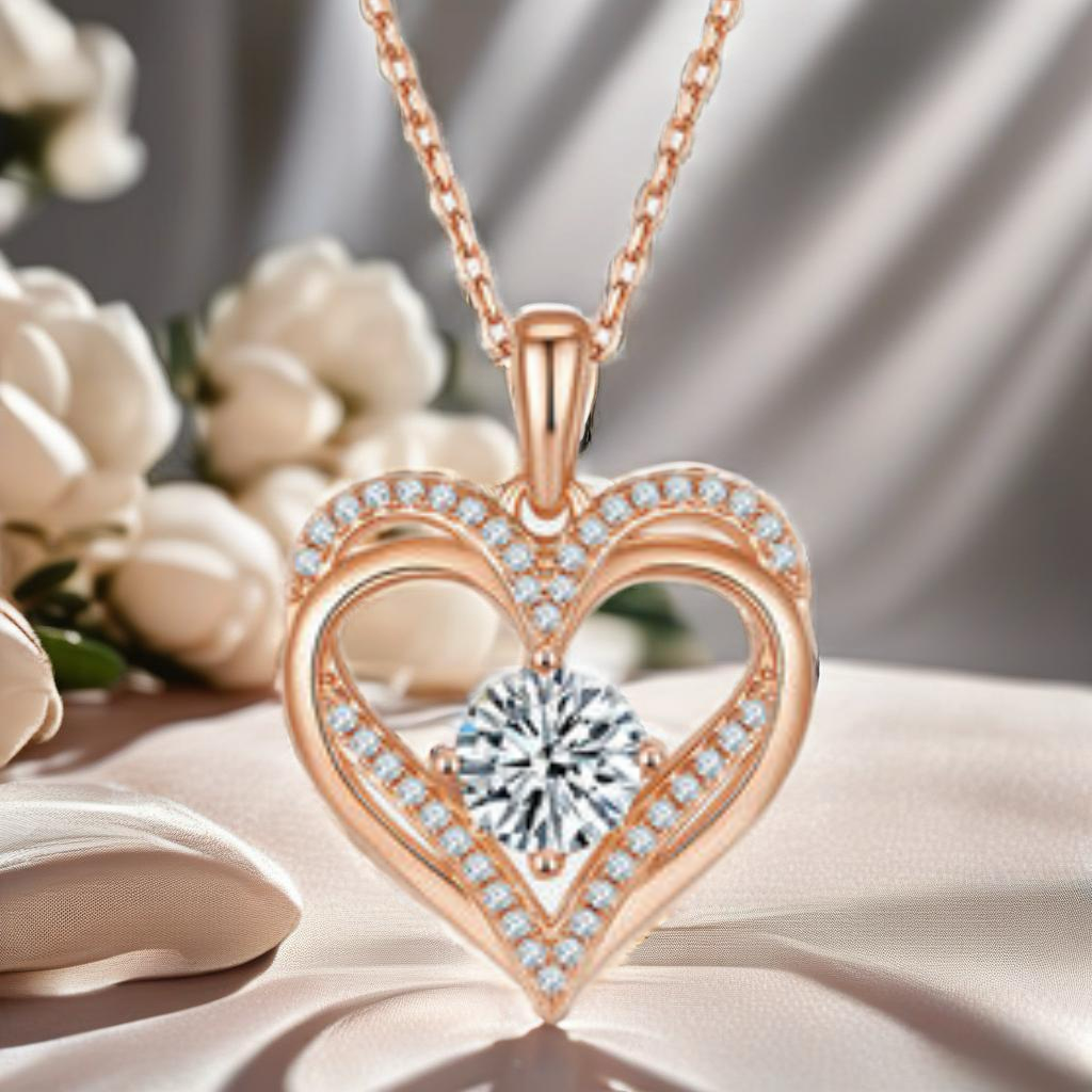 1.2 Carat Moissanite Sterling Silver Heart Necklace