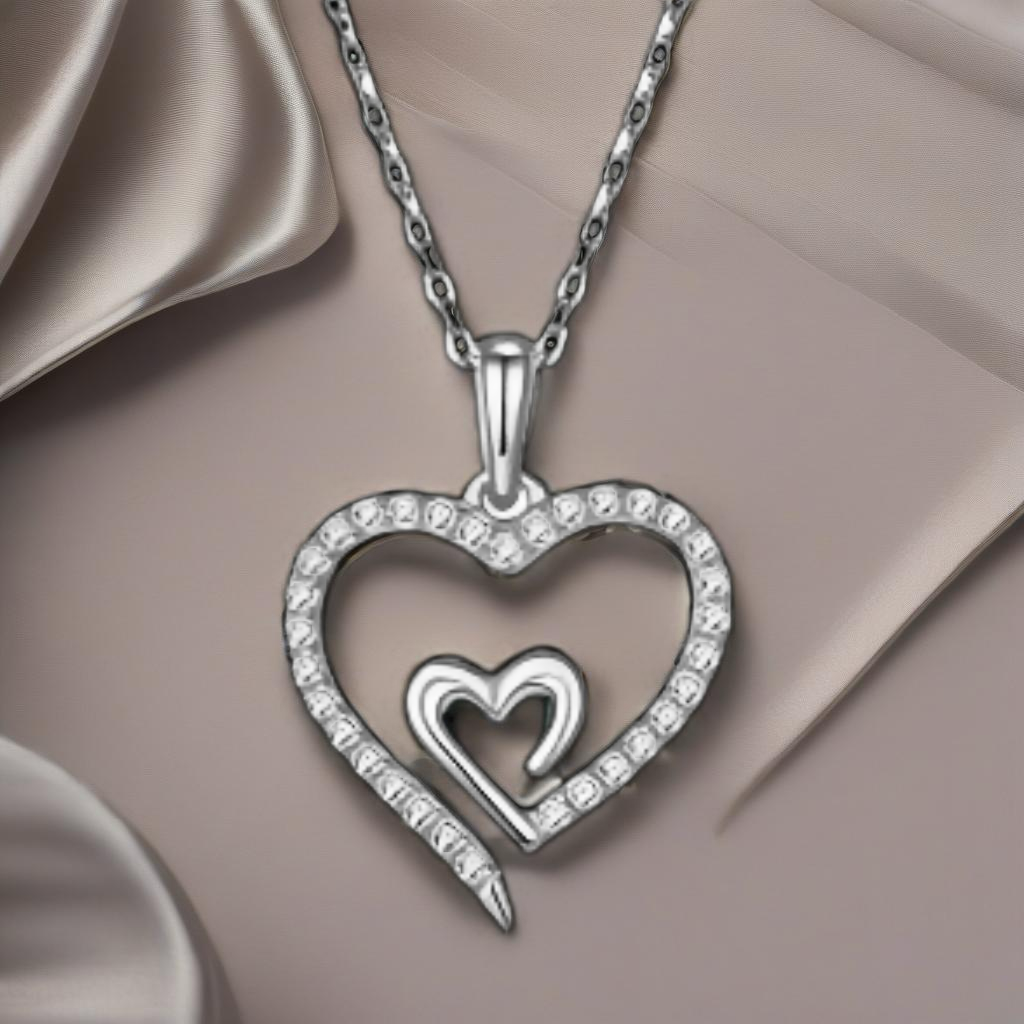 Moissanite Sterling Silver Heart Necklace