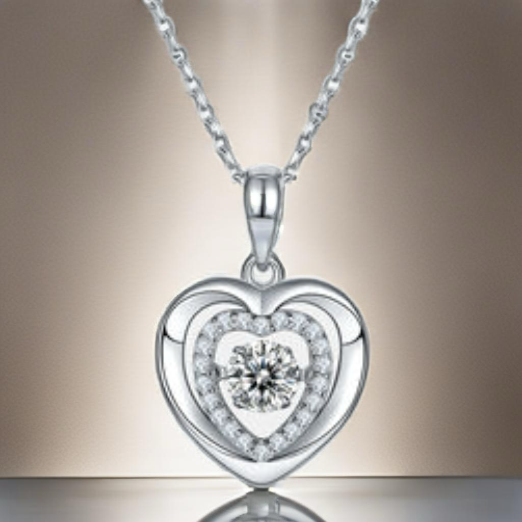 Moissanite Sterling Silver Heart Necklace