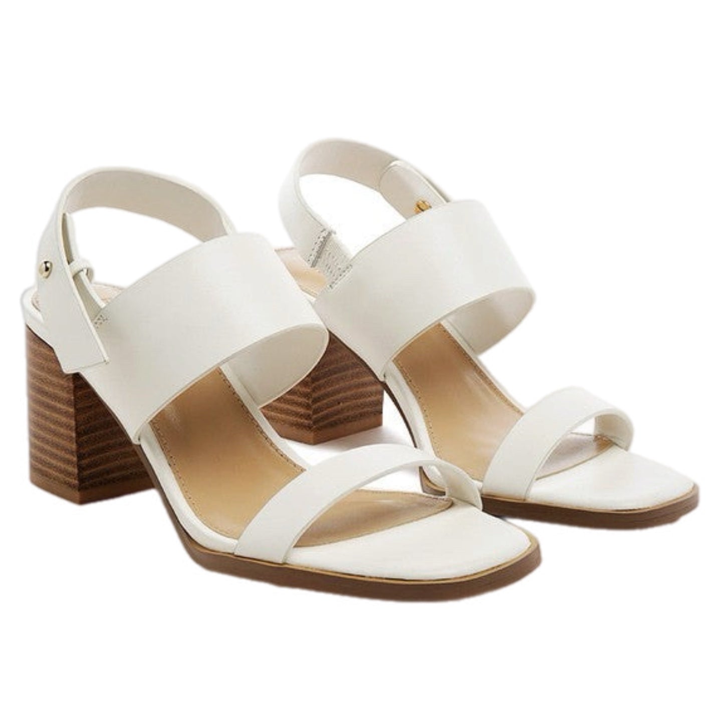 Block Heel Leather Sandal