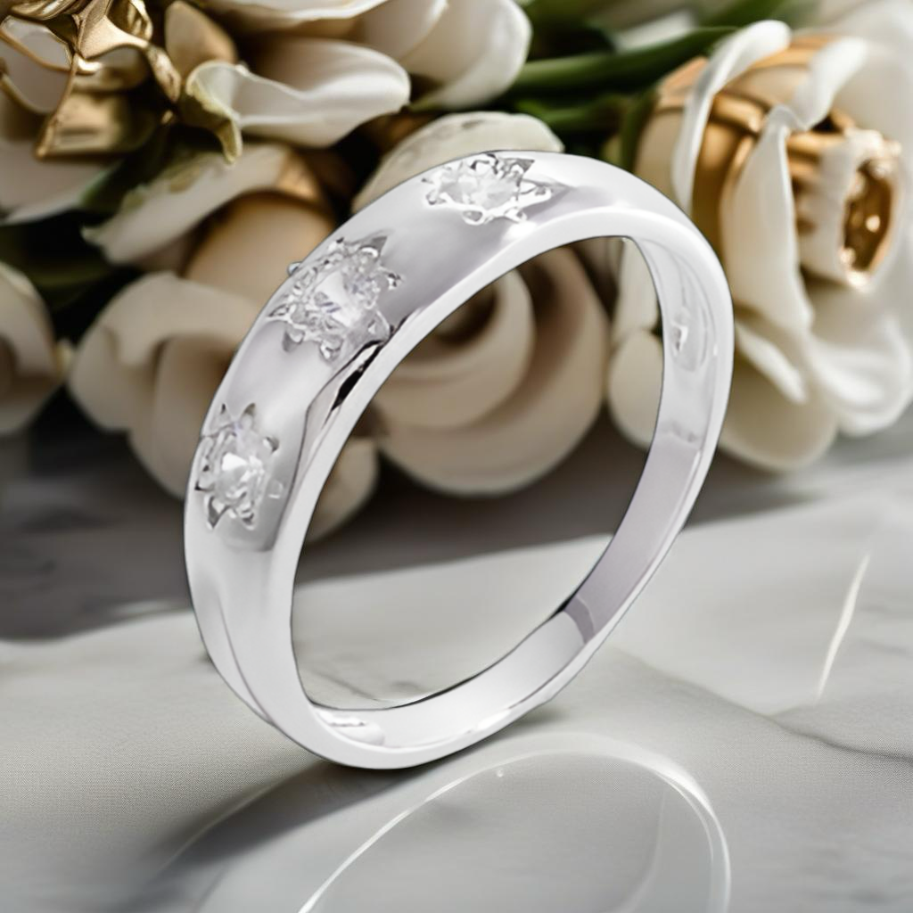 Sterling Silver Inlaid CZ Ring