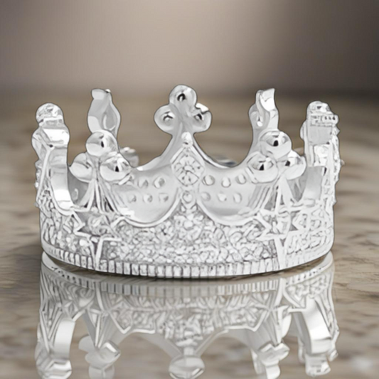 Crown Shape CZ Sterling Silver Ring