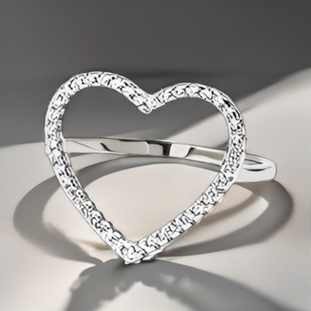 Sterling Silver Inlaid CZ Heart Ring