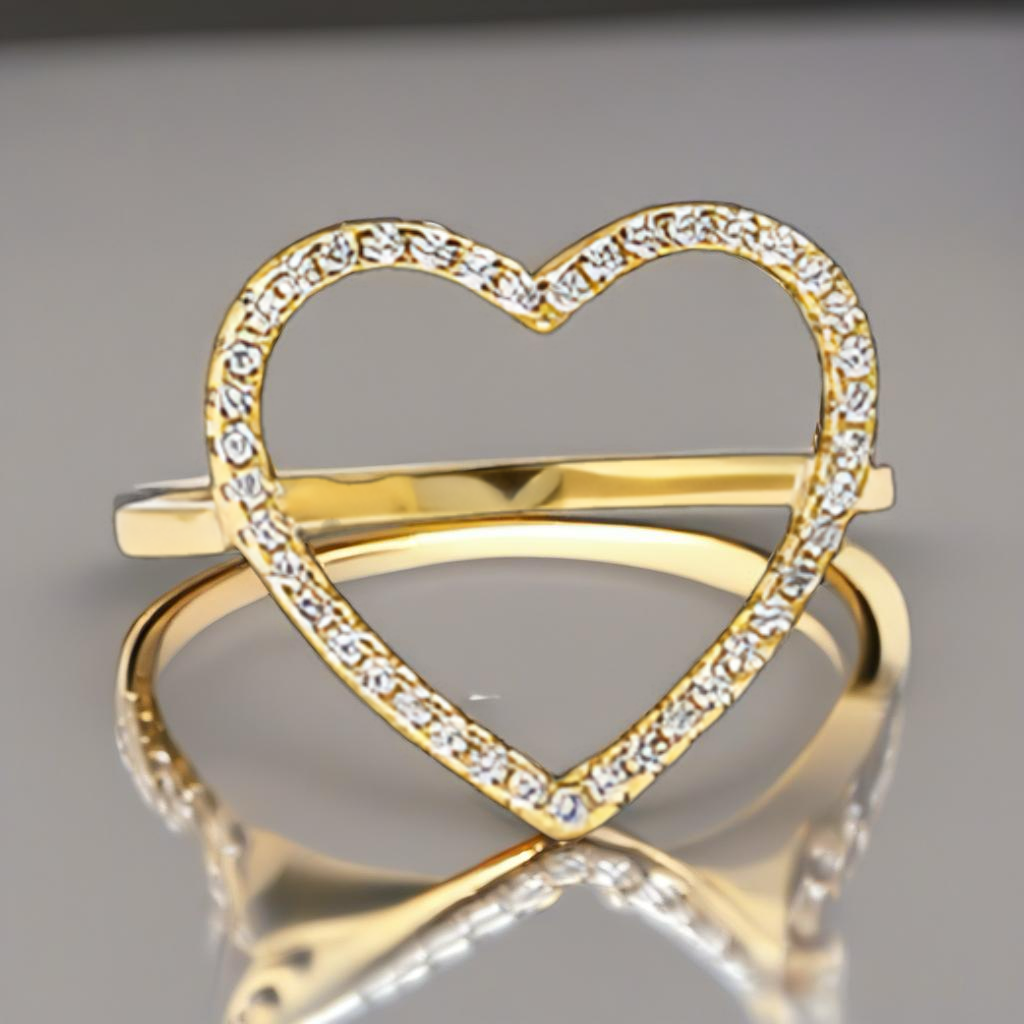 Sterling Silver Inlaid CZ Heart Ring