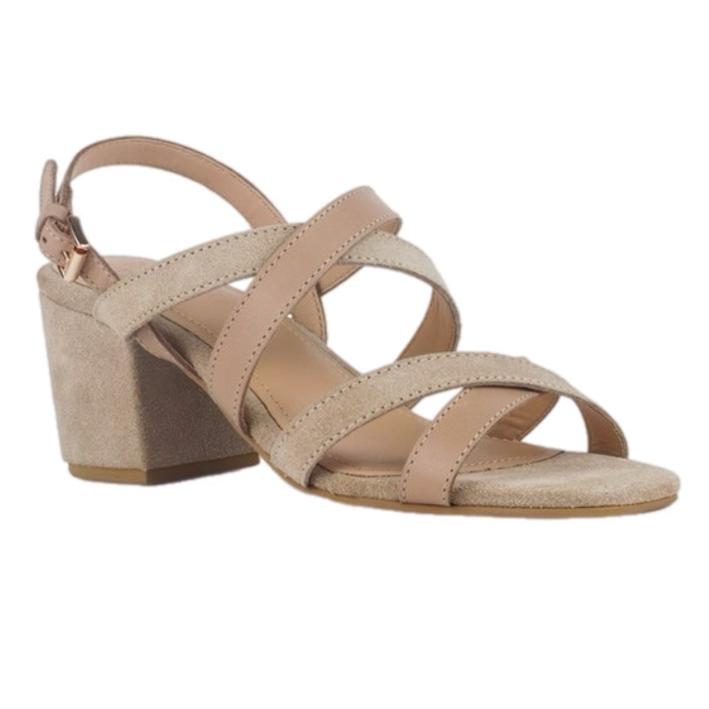 Block Heel Leather Strappy Sandal