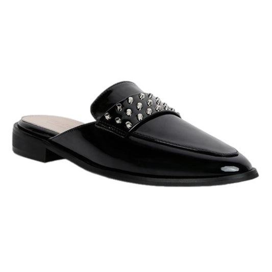 Vegan Leather Studded Mule Flats