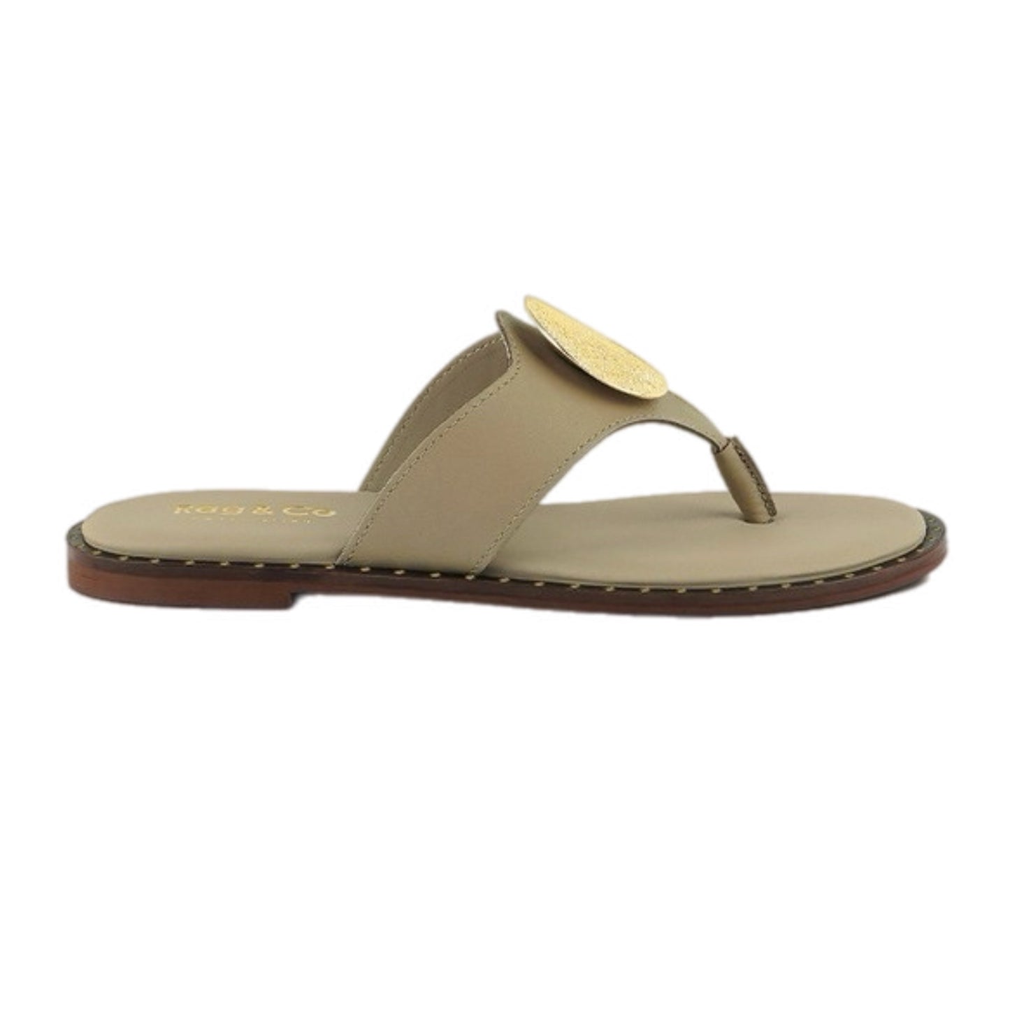 Gold Coin Embellished Thong Sandals