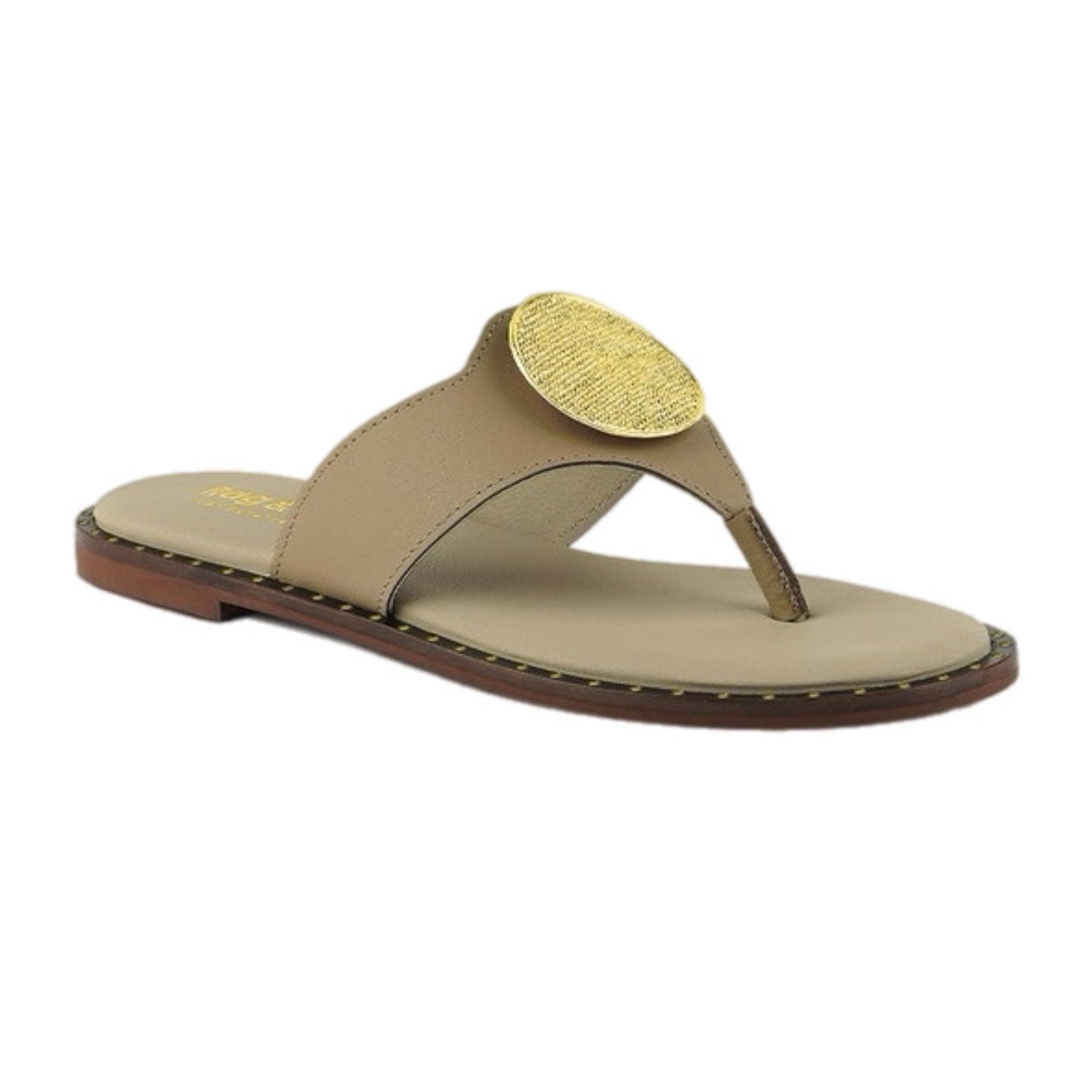 Gold Coin Embellished Thong Sandals