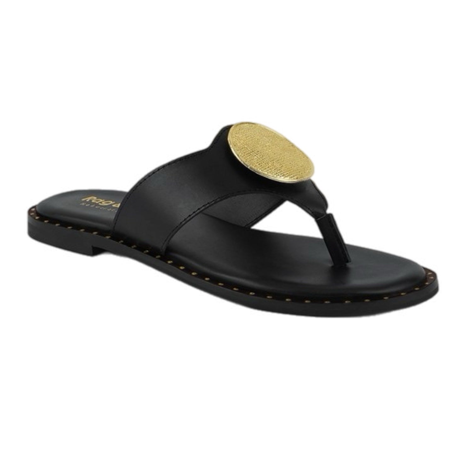 Gold Coin Embellished Thong Sandals