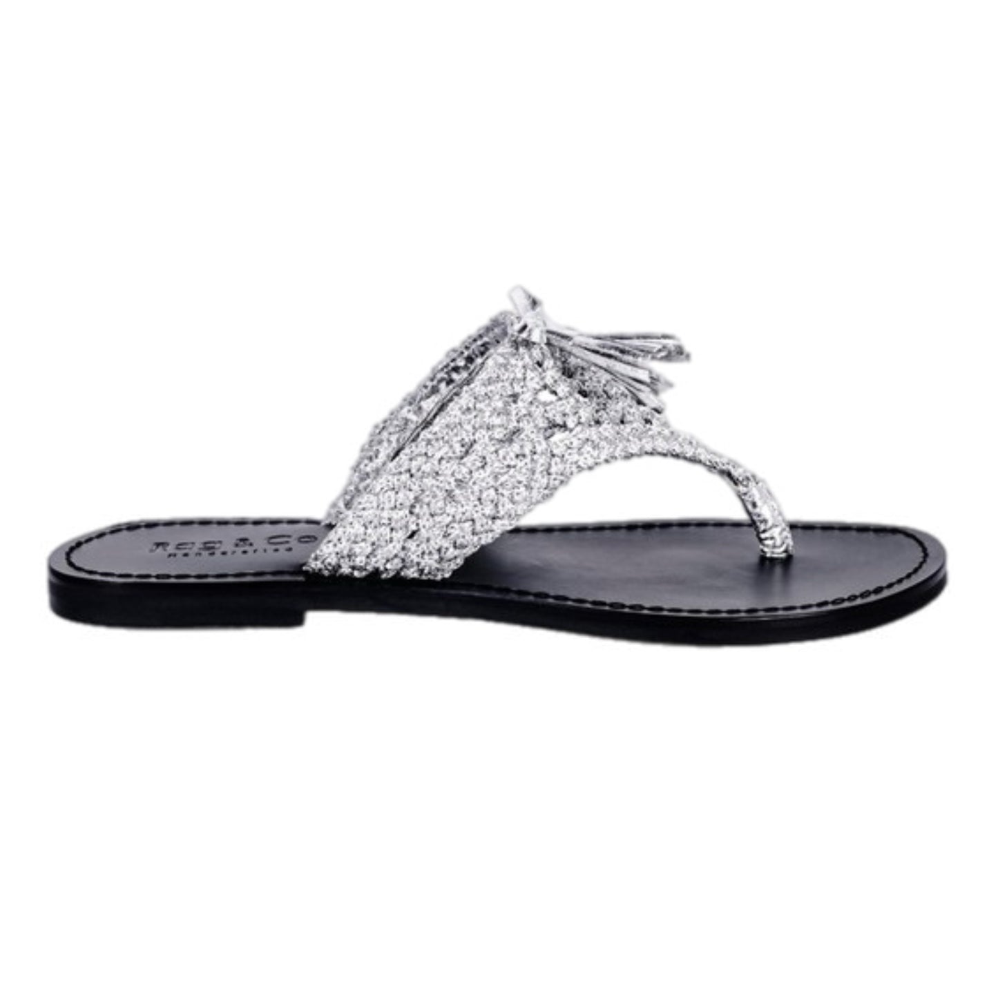 Woven Suede Tassel Thong Sandals