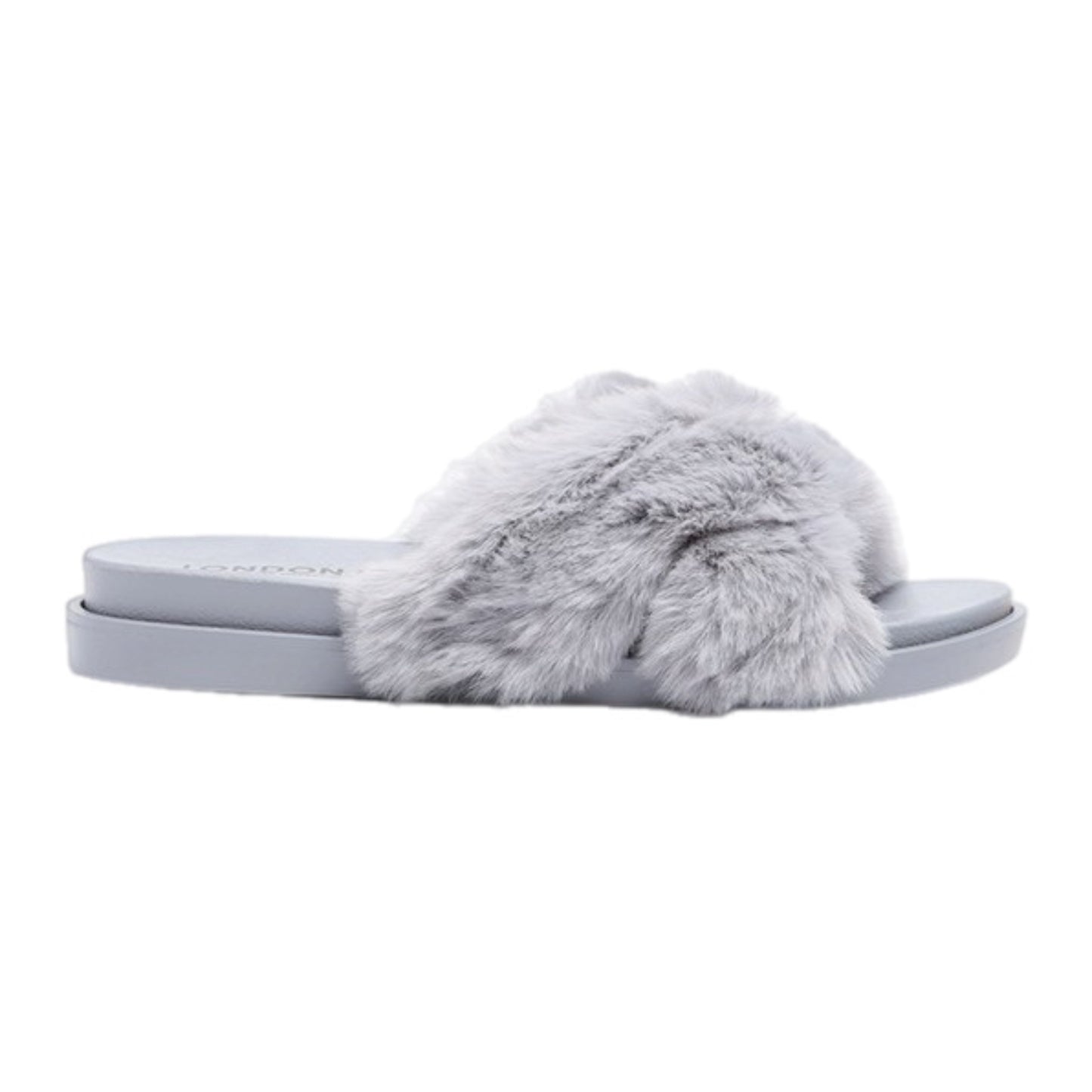 Criss Cross Fur Slip On Slippers