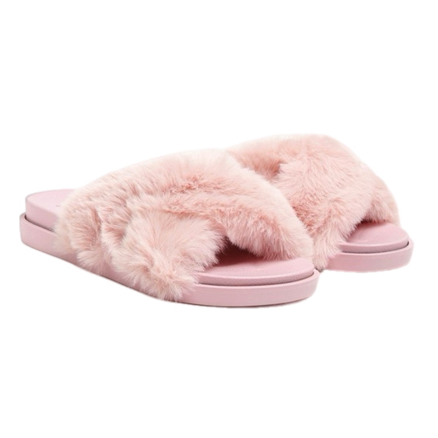 Criss Cross Fur Slip On Slippers