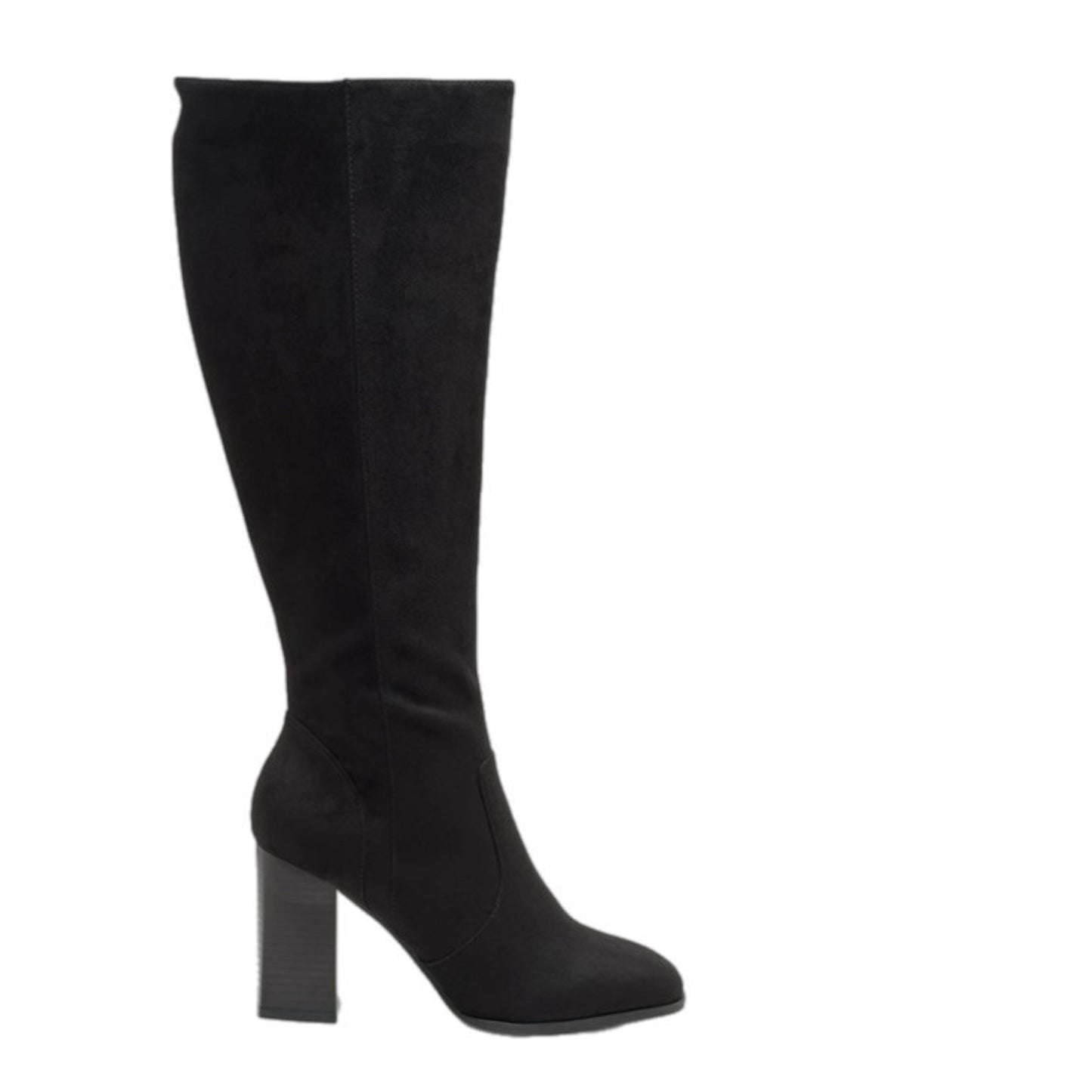 Vegan Leather Block Heeled Knee High Boots