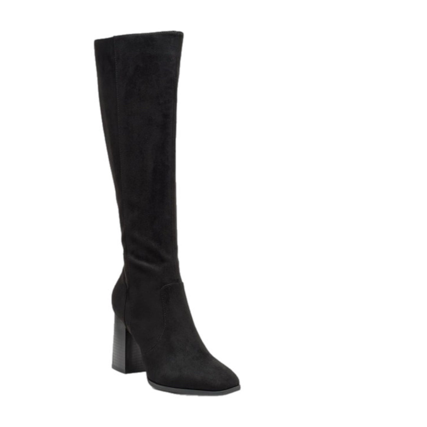 Vegan Leather Block Heeled Knee High Boots