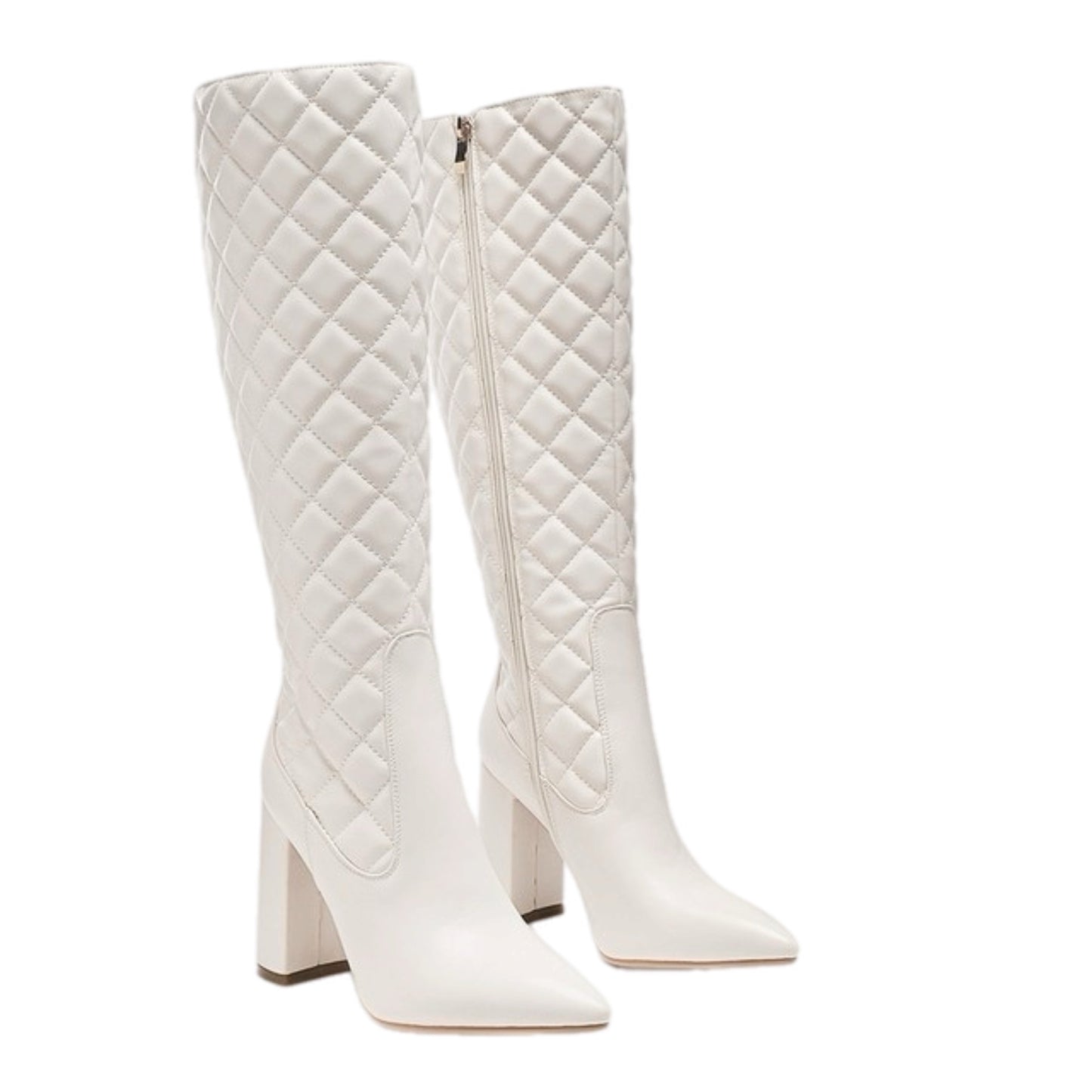 Quilted Vegan Knee High Leather Boots