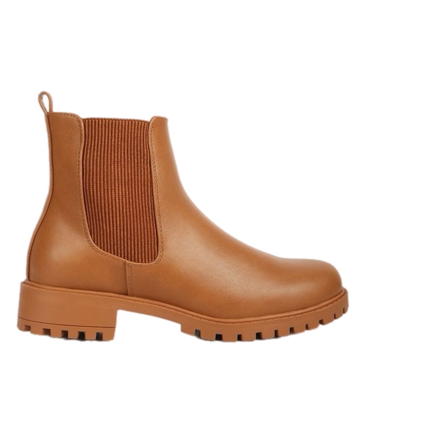 Tan Vegan Leather Chelsea Ankle Boots