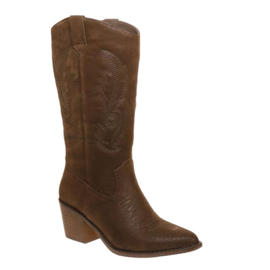 Brown Vegan Leather Cowboy Boots