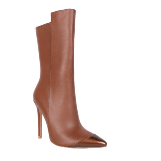 Vegan Leather Two Toned Stiletto Boots