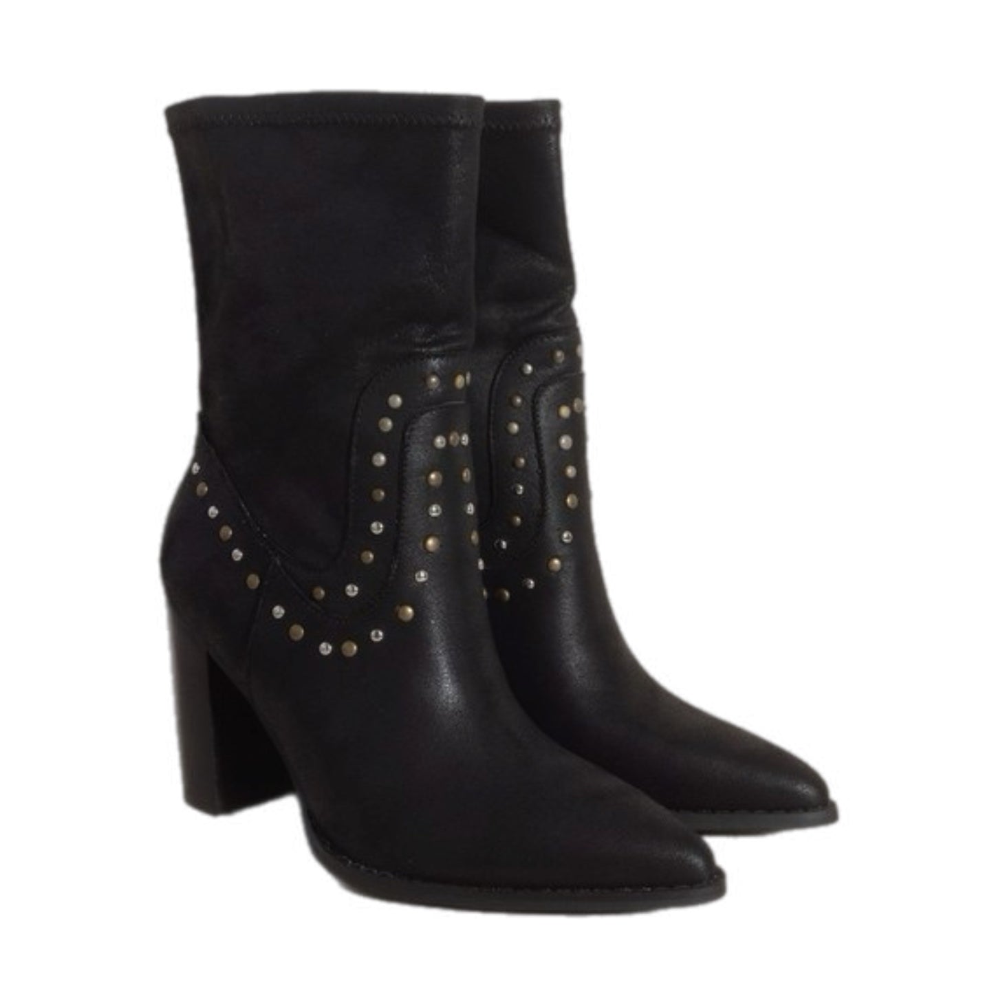 Vegan Leather Western Studded Boots