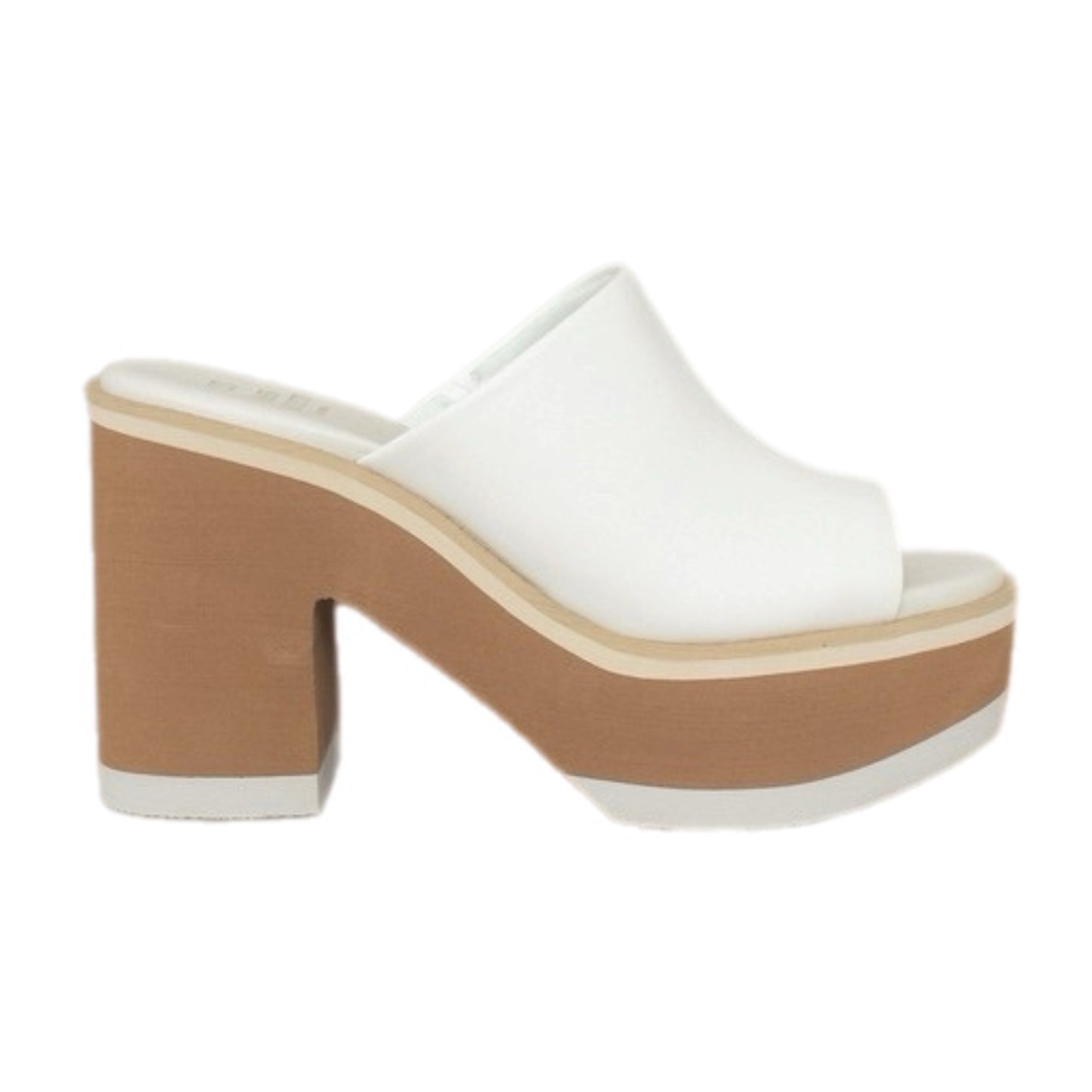 Vegan Leather Platform Heel Slides