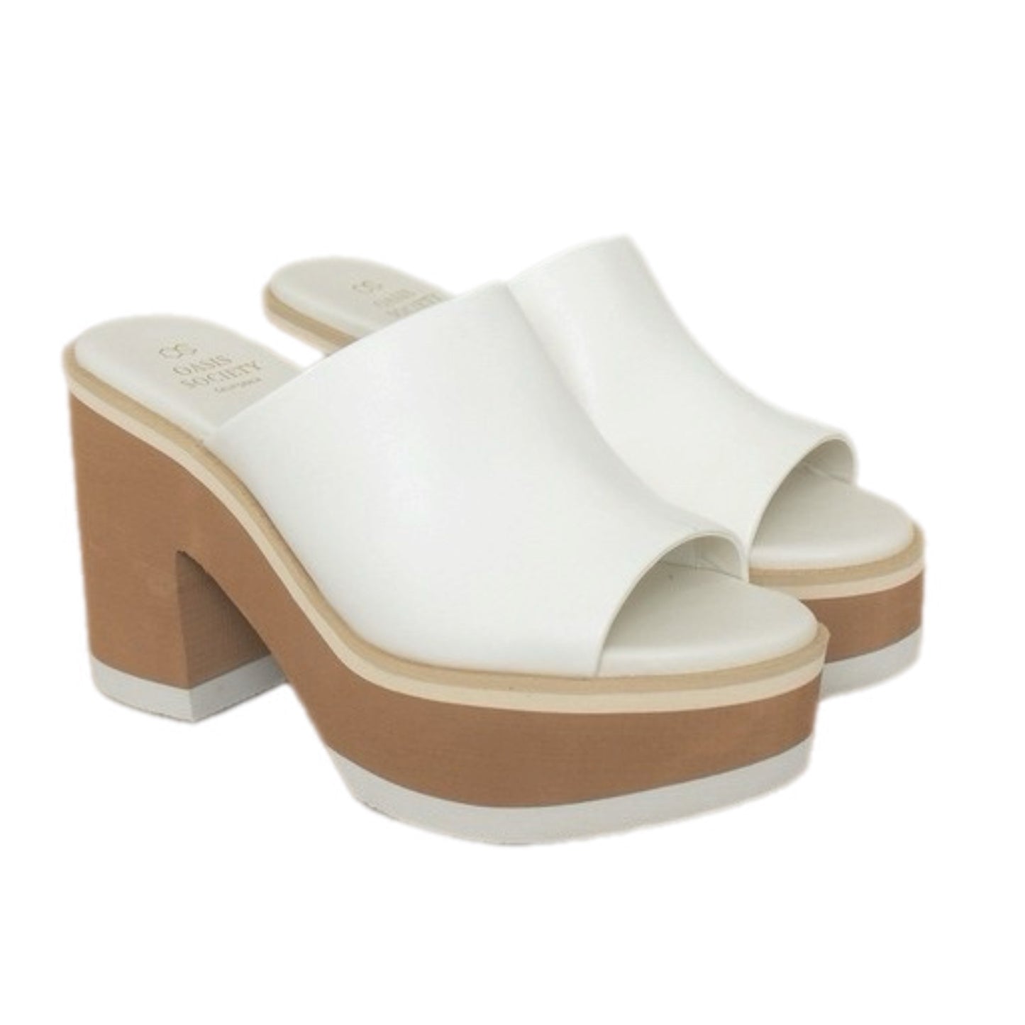 Vegan Leather Platform Heel Slides