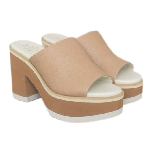 Vegan Leather Platform Heel Slides