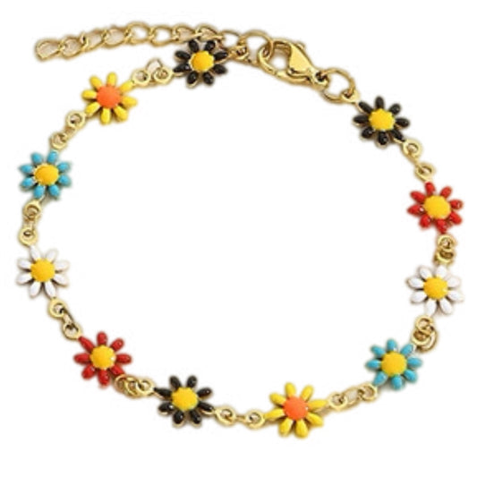 Flower & Cross Stainless Steel Bracelet