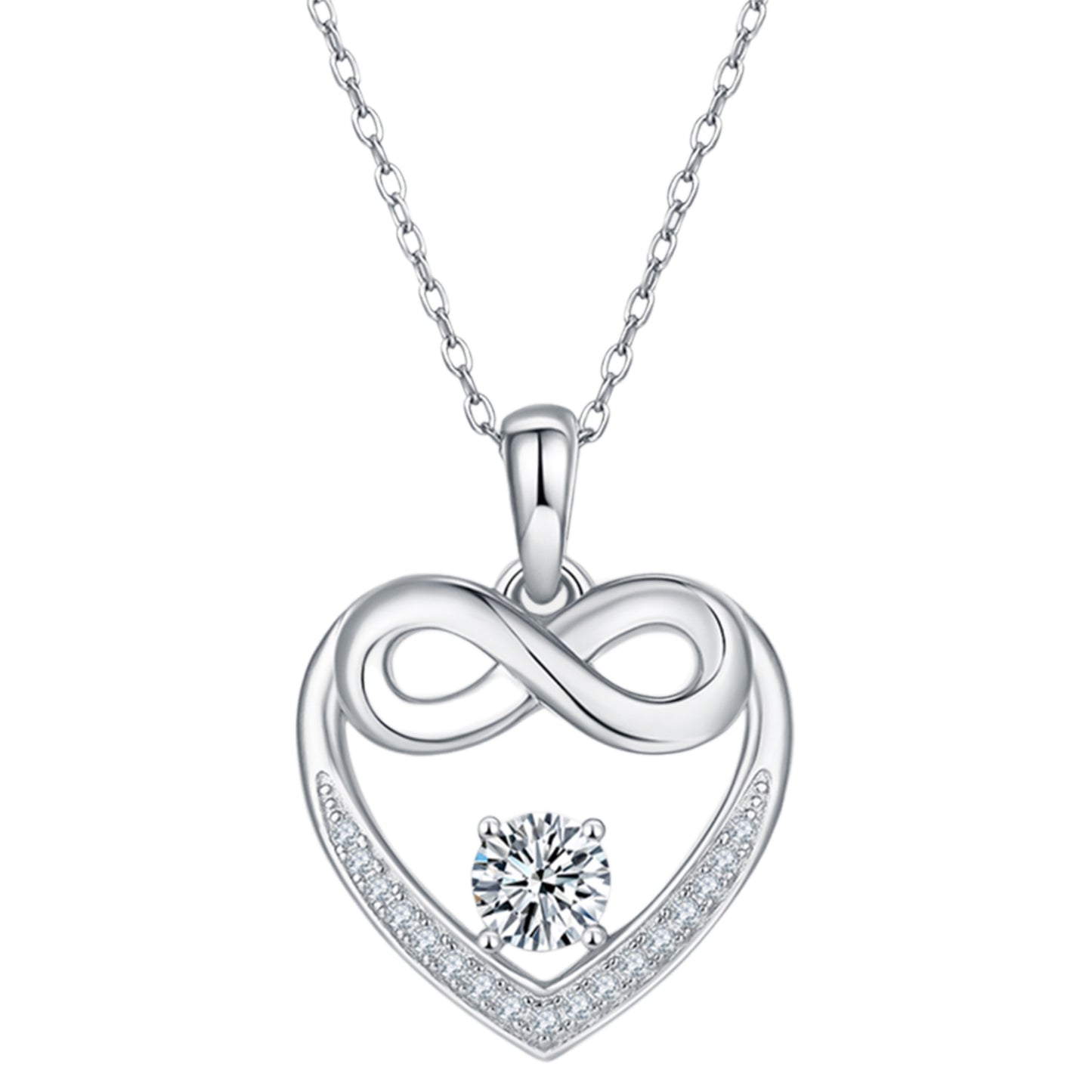 Eternal Embrace Moissanite Infinity Heart Necklace