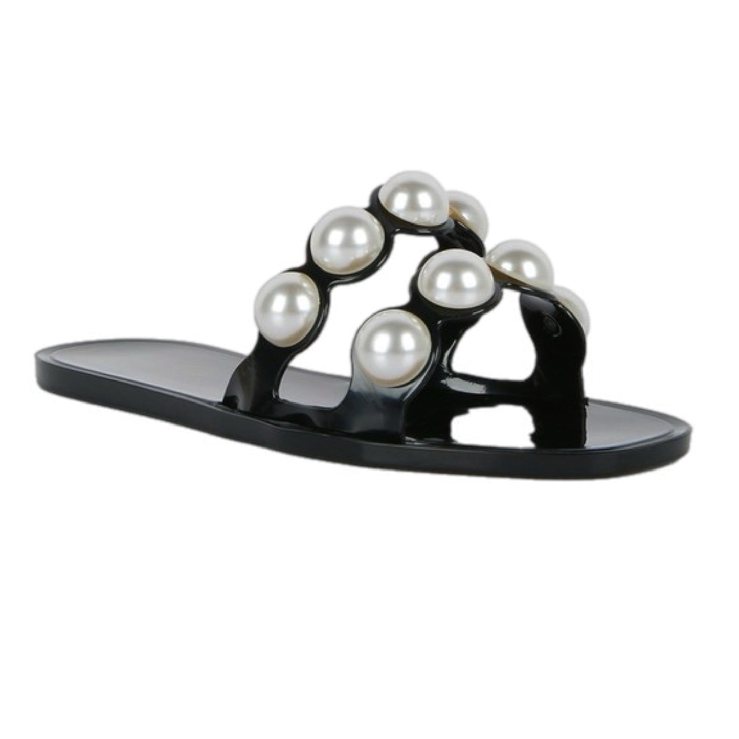 Faux Pearl Jelly Sandals