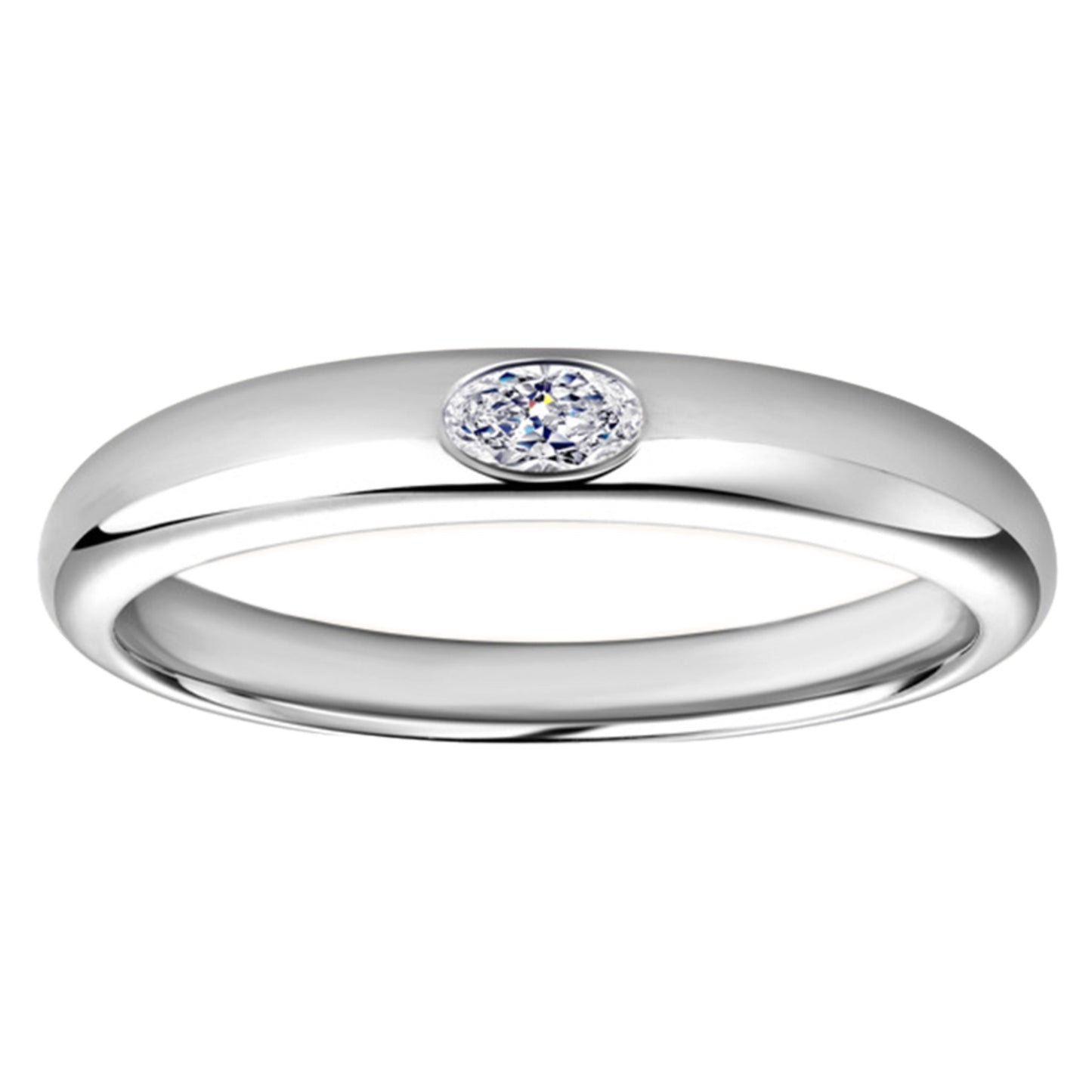 Sterling Silver Inlaid Moissanite Band