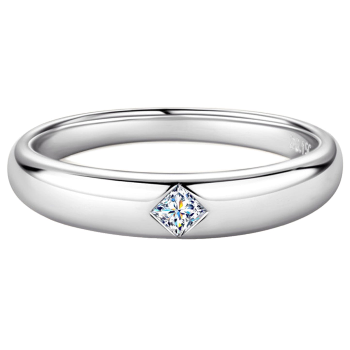 Sterling Silver Inlaid Moissanite Band