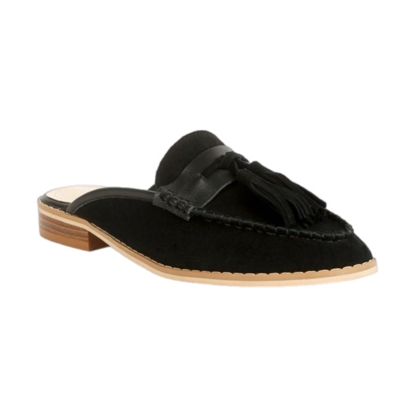 Leather Tassel Slip-On Mules