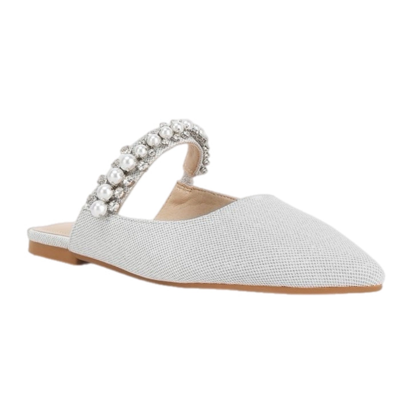 Mary Jane Cutout Pearl Embellished Mules