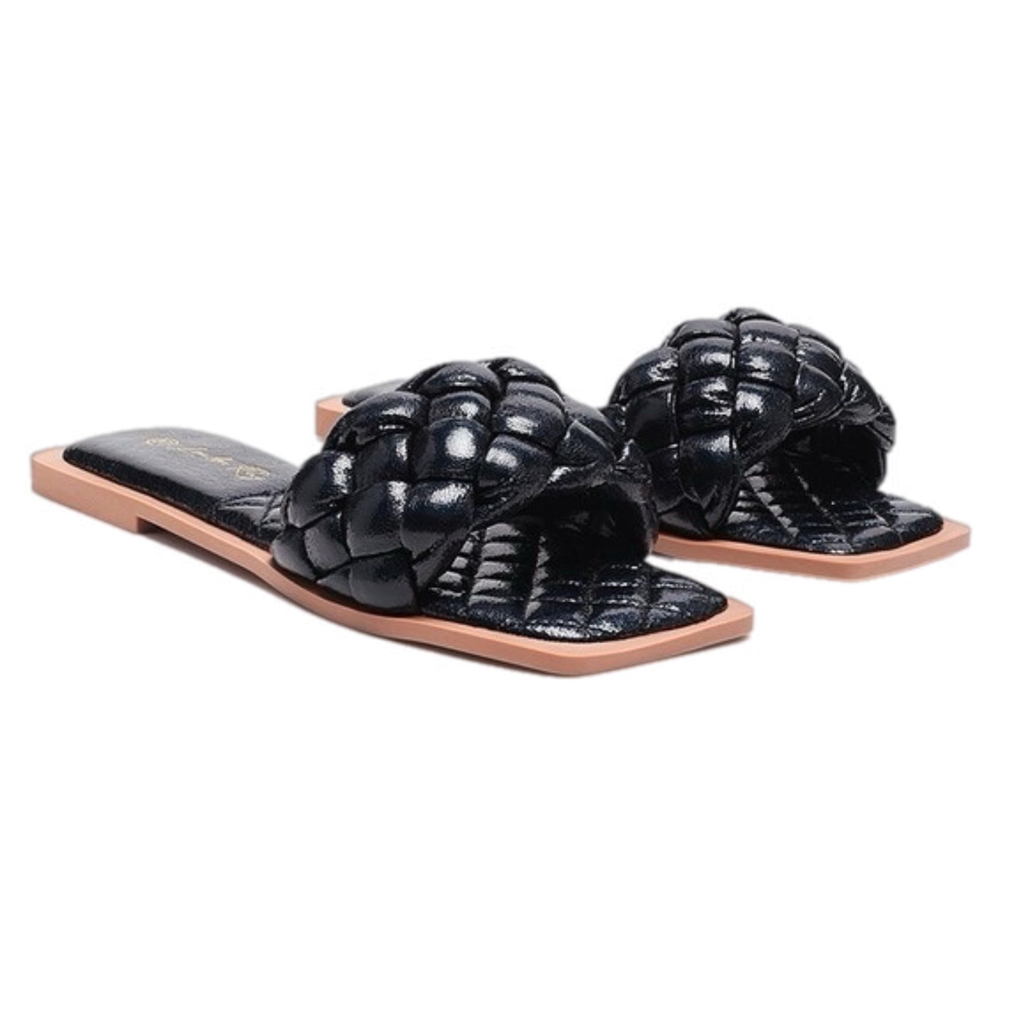 Woven Vegan Leather Quilt Sandals