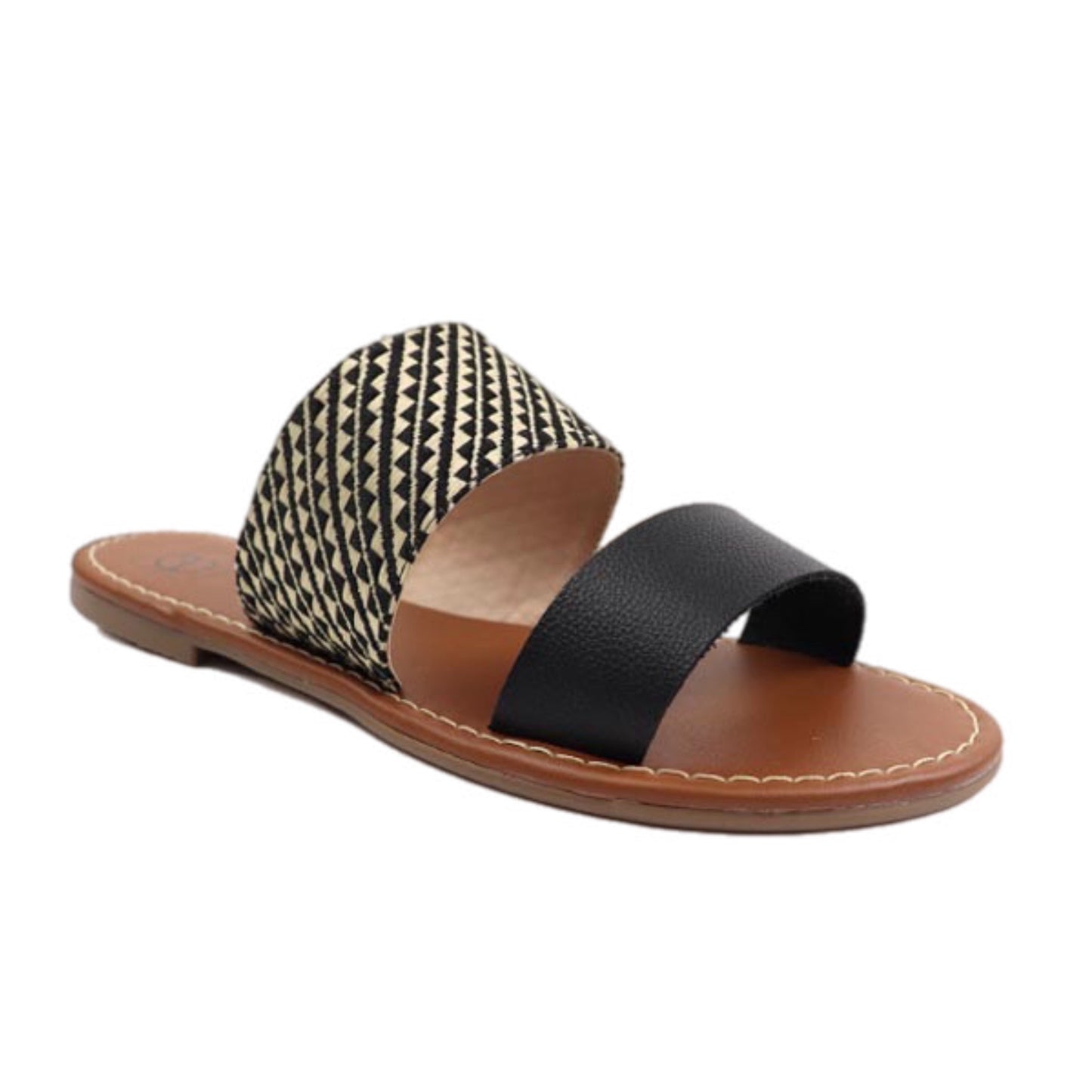 Contrast Pattern Two Band Sandals