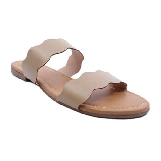 Scalloped Two Band Sandals