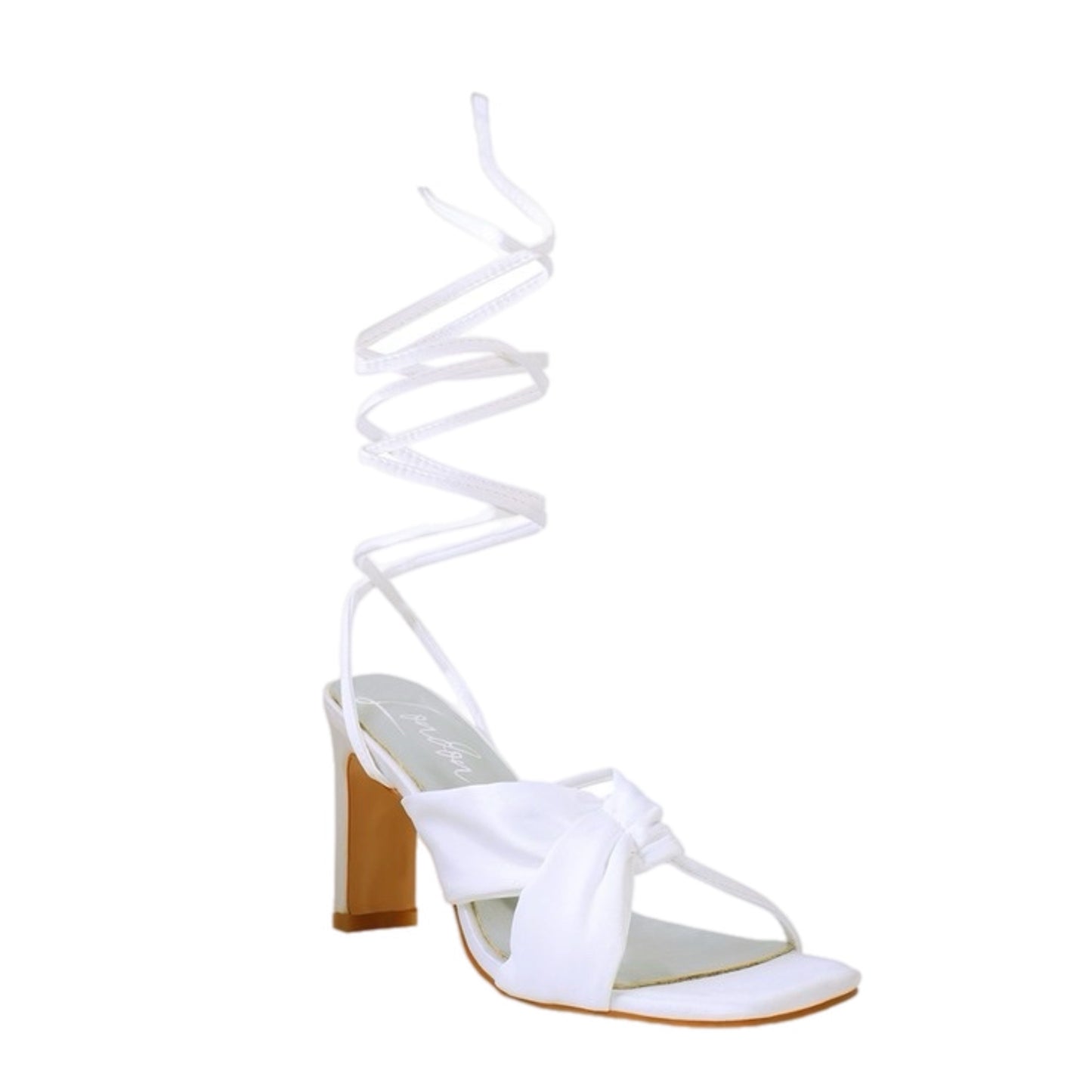 Ruched Satin Tie Up Heeled Sandals