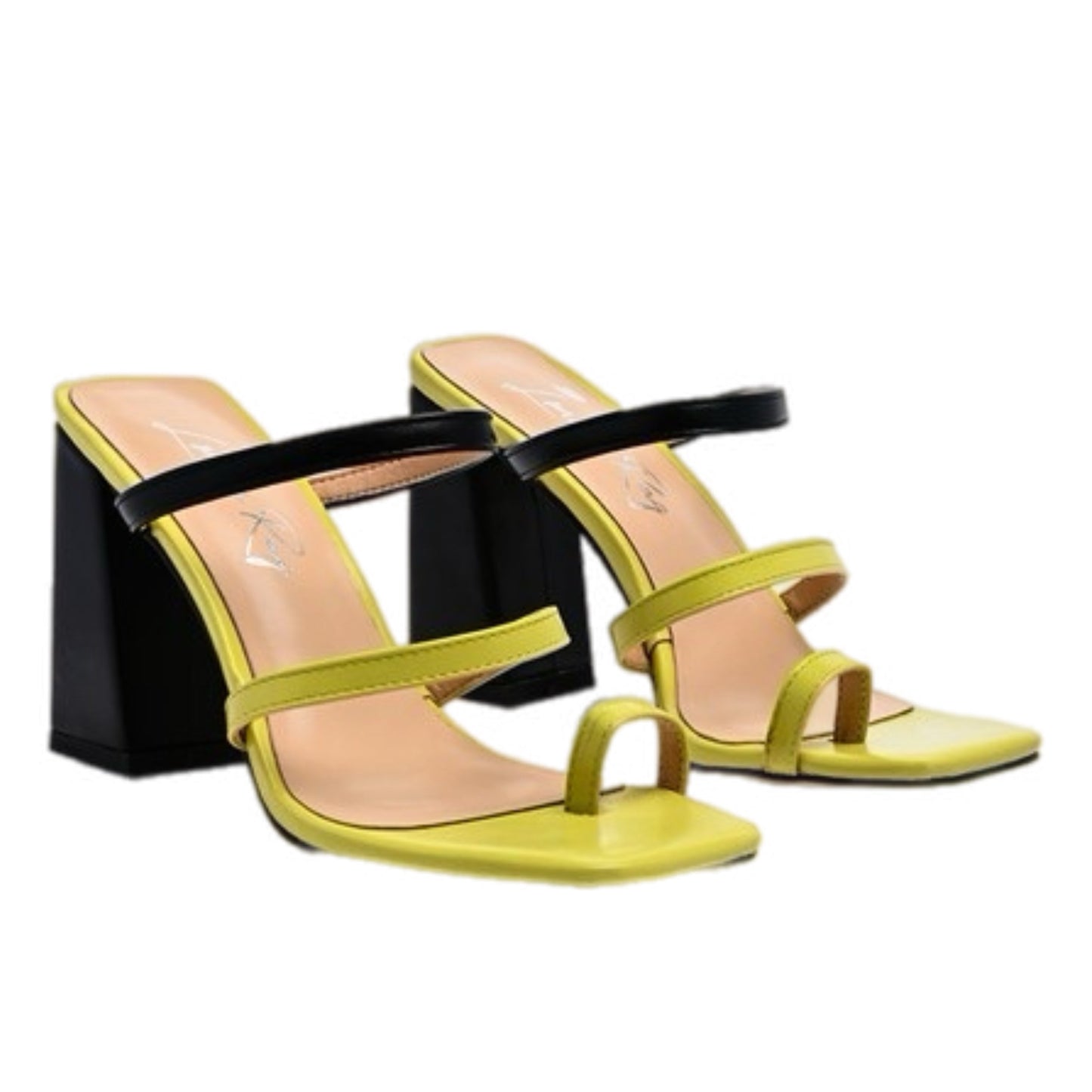 Duo-Tone Block Heel Sandals