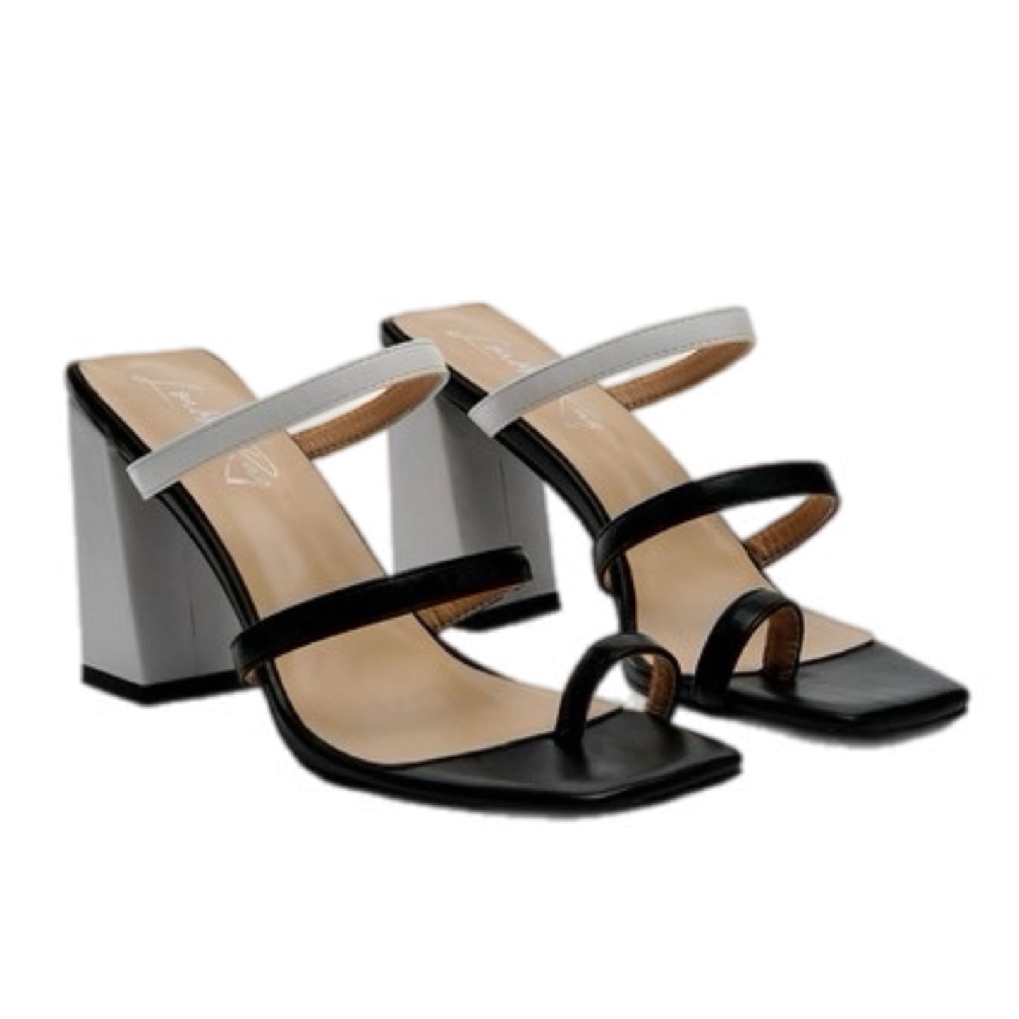 Duo-Tone Block Heel Sandals