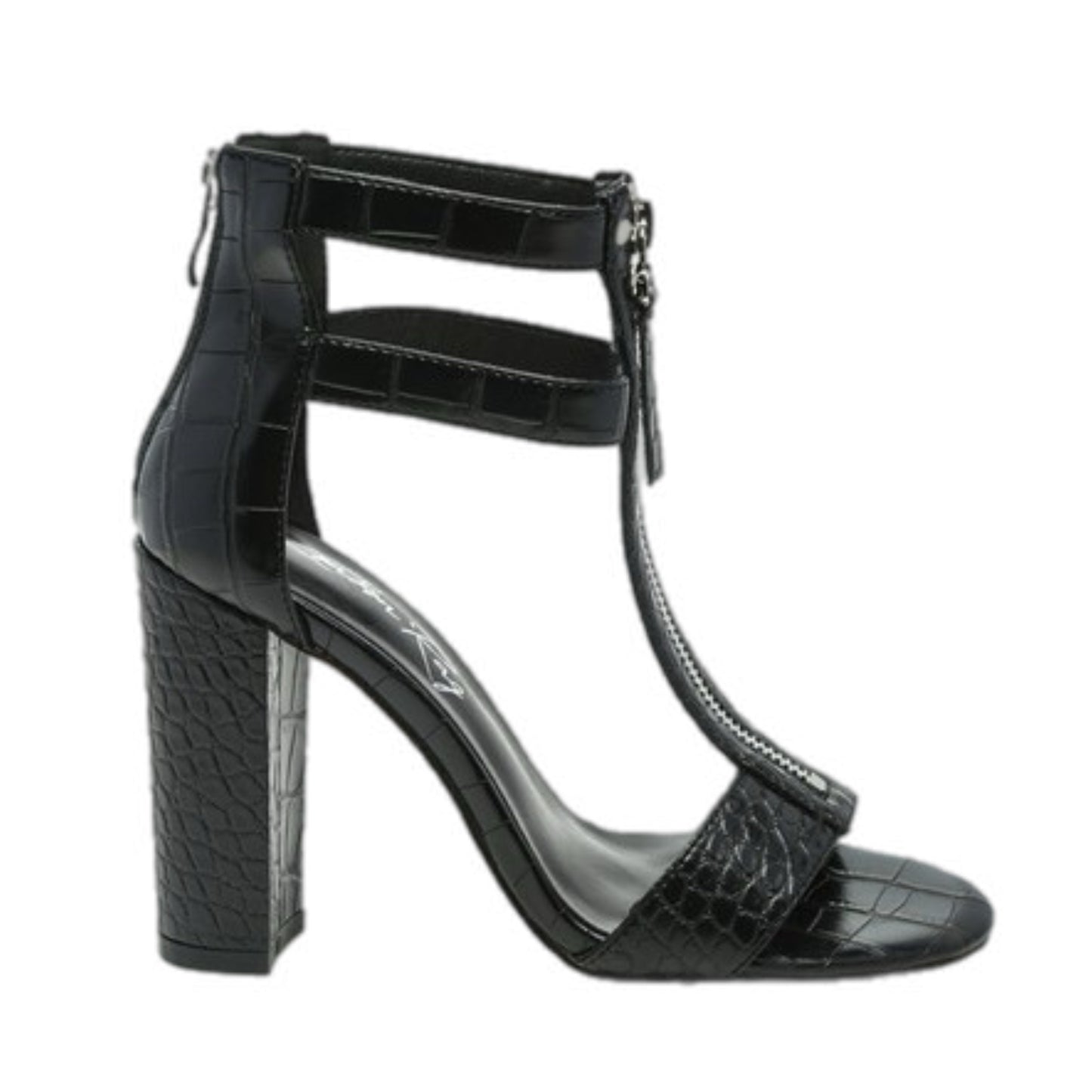 Zip Up Croc Textured Sandals