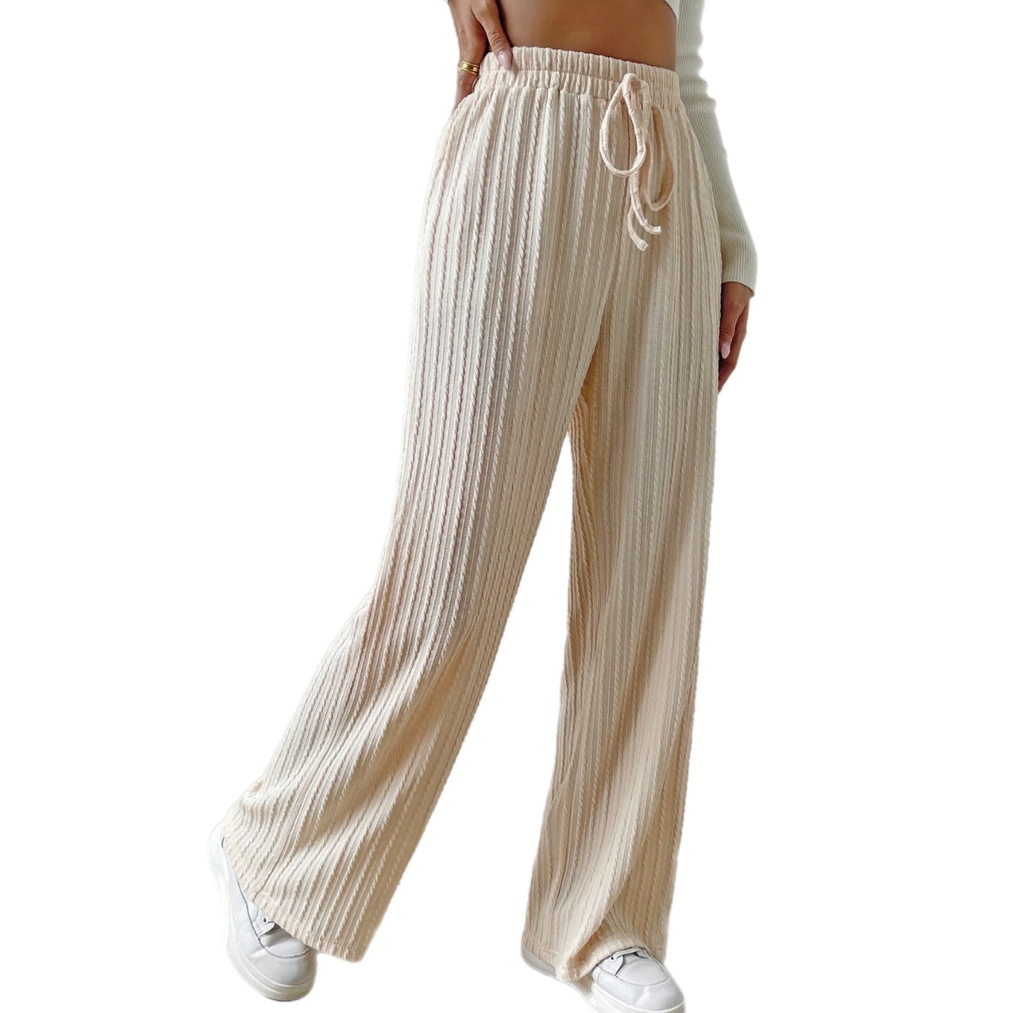 Beige Wide Leg Pants