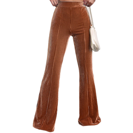 Caramel Ribbed High Waist Bootcut Pants