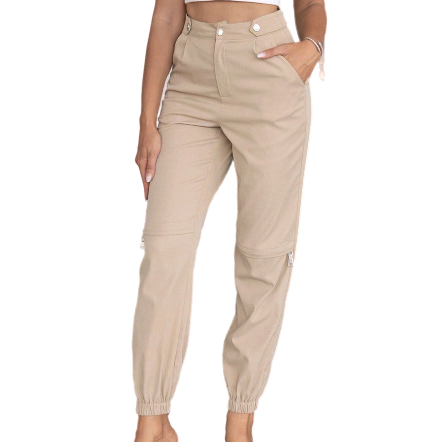 Sand High Waist Pants with Pockets