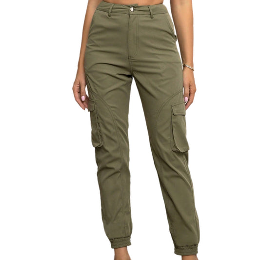 Green High Waist Cargo Pants