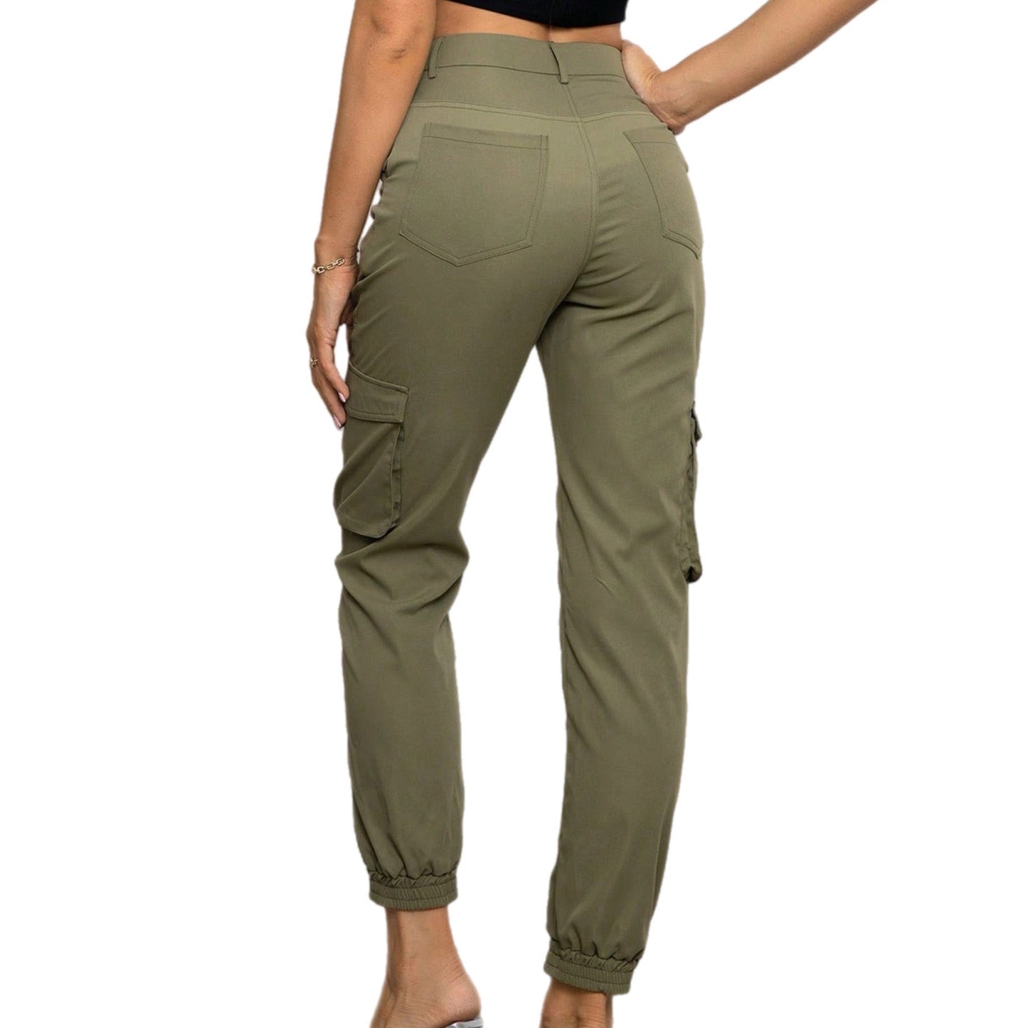 Green High Waist Cargo Pants