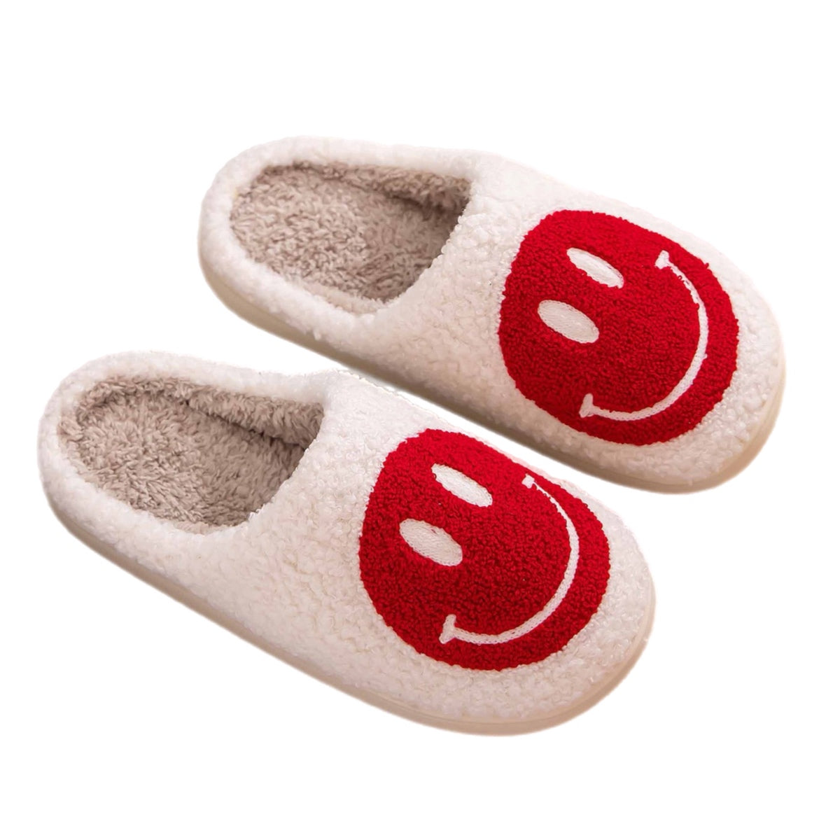 Red Smiley Face Cozy Slippers