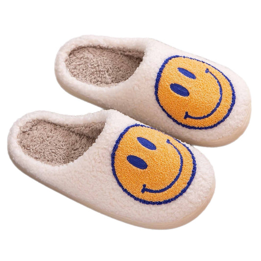 Yellow & Blue Smiley Face Slippers