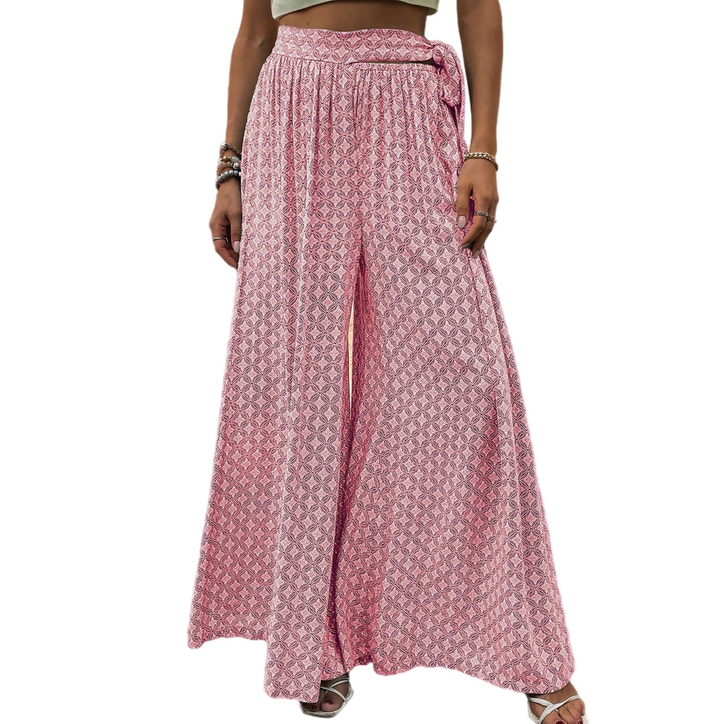 Printed Tied Wide Leg Pants