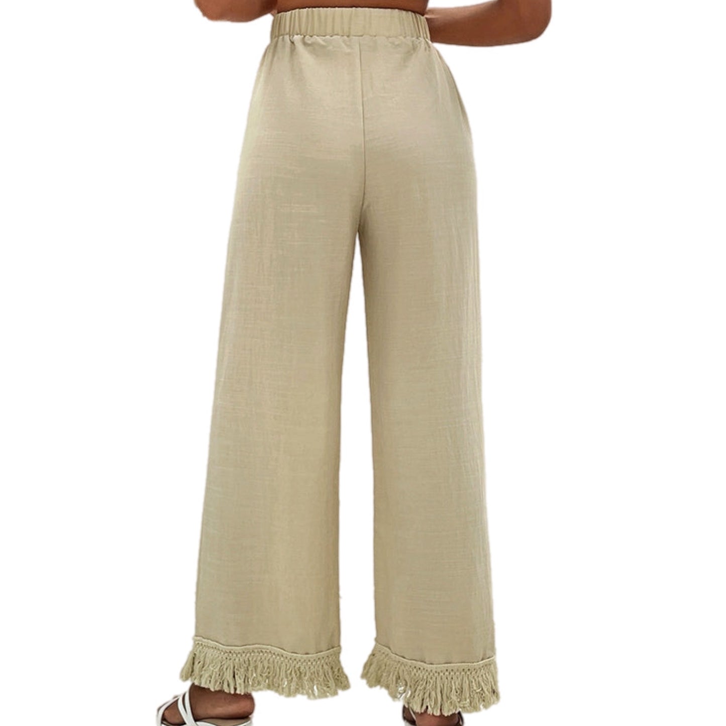 Fringe Detail Wide Leg Pants