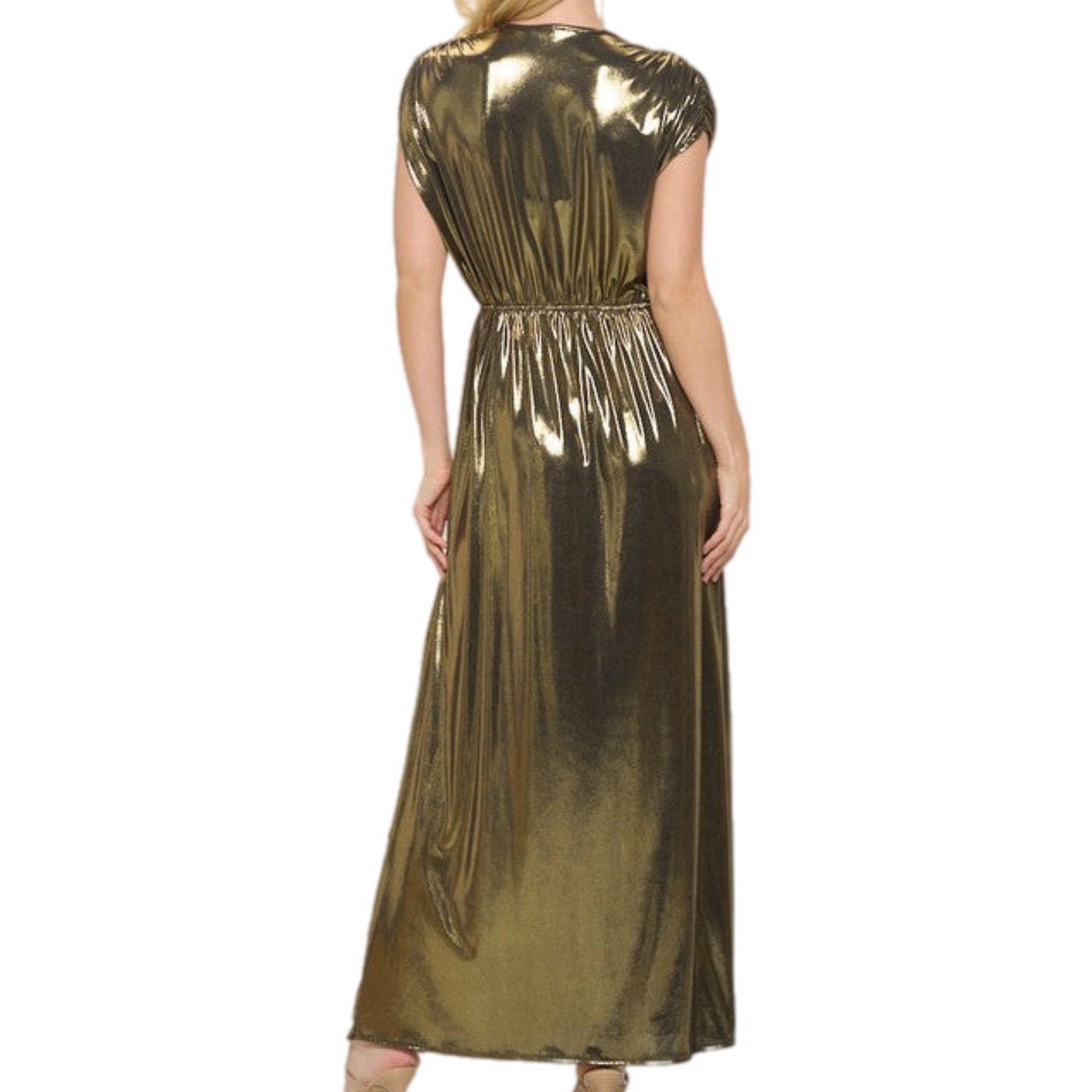 Gold Sleeveless Metallic Maxi Dress